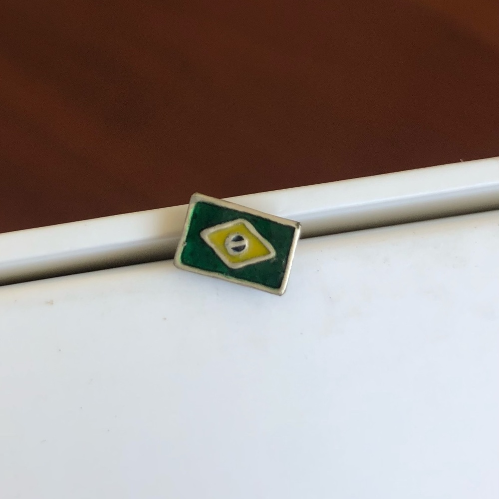 Tiny Brazilian flag earring (only one) Brasil  EUC